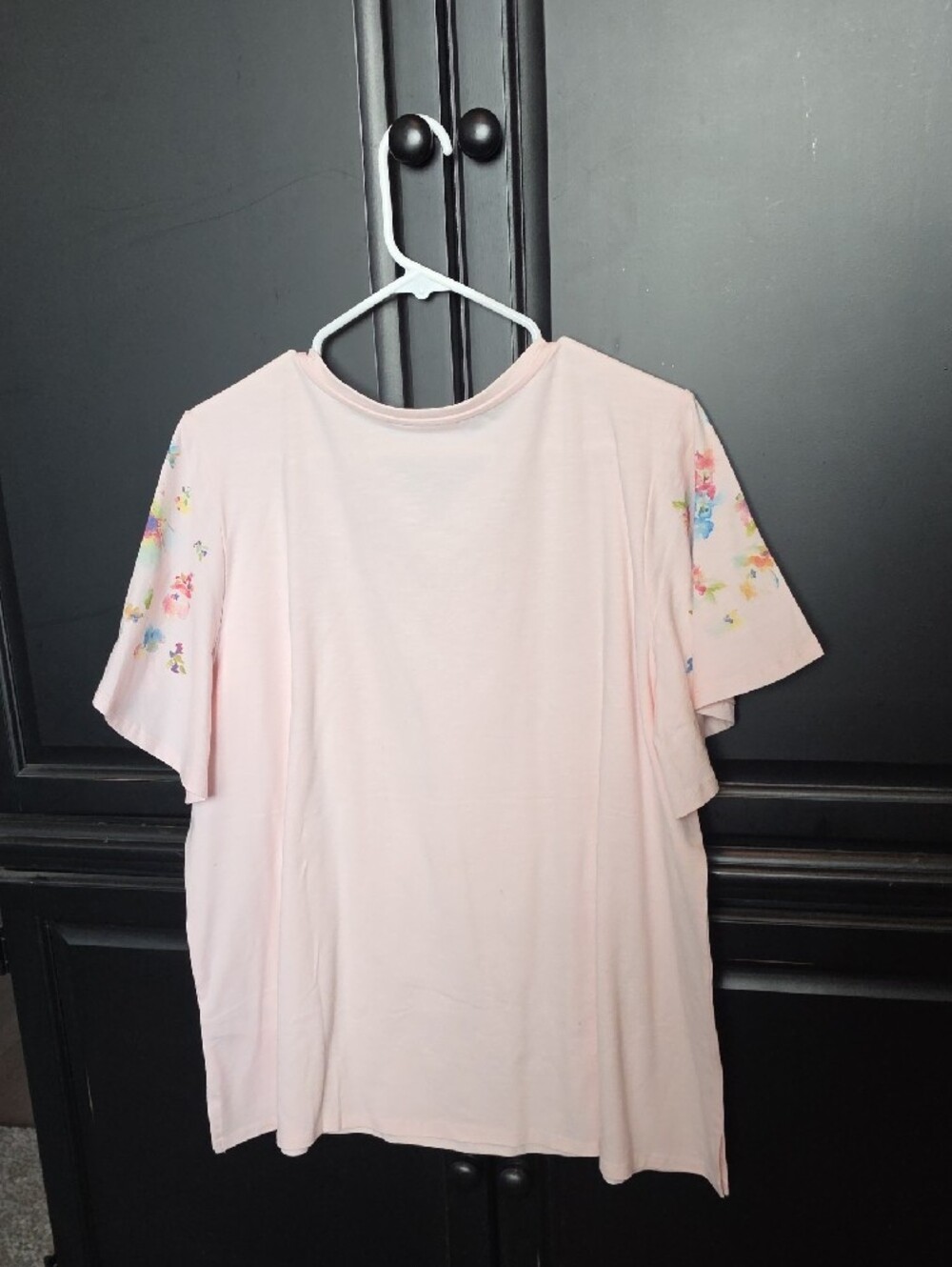 Quacker Factory Pink Floral V-Neck Top - Picture 4 of 6